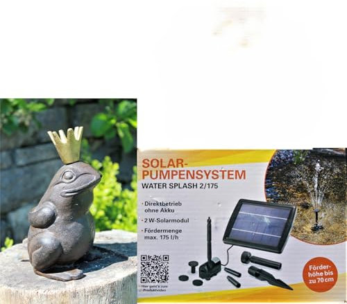 powershop11 Wasserspeier Froschkönig Guß mit Solarpumpe