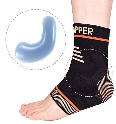 Thx4COPPER Kompressionssocken Knöchel Sprunggelenkbandage mit 2 Silikon Unterstützt und Schutz der Gelenke, Fußbandage Achillessehne Passend für das Rechte und Linke Knöchel, XL