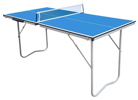 Cougar Folding Pingpong Table Mini 1500 Basic in blue | Table Tennis Table foldable & portable | Indoor Ping Pong Table for children and adults | 59 x 26 x 27 inch