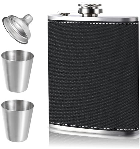 SULIVES Flachmann, Flachmann für Herren, Edelstahl Flachmann Set, Flachmann Alkohol mit bequemem Griff, jederzeit genießen, Geburtstagsgeschenk für Vater Freund