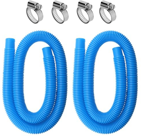 Tubo per Piscina 2 Pezzi Diametro 32 mm, 1,5 m per Piscina Fuori Terra - Accessori di Ricambio per Pompa e Filtro (Blu)