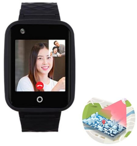 Vcyex détecteur de Chute Traceur GPS Personne agée Montre Urgence Senior Appel vidéo GPS SOS pour Aide APP Photographie à Distance IP67 étanche écran Tactile