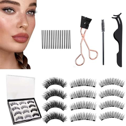 Magnetische Wimpern Natürlicher Look, 3 Paare Wiederverwendbares Magnet Wimpern Set mit Applikator, 3 Stile Kein Kleber Erforderlich Wimpern Magnetisch, Künstliche Wimpern Magnetisch Ohne Eyeliner