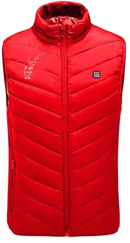 Gilet chauffant, unisexe, 3 régulateurs de température, 9 zones, gilet chauffant, veste d'hiver avec chauffage, sans manches, pour la chasse, le camping, le ski (sans batterie), rouge, M