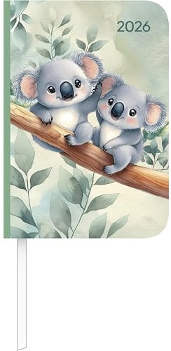 Alpha Edition - Lady Journal Mini Koala 2026 – Taschenkalender 8×12 cm – Weekly – 144 Seiten – kompakter Terminplaner mit Koala-Motiv – robuster Einband & viele Zusatzfunktionen