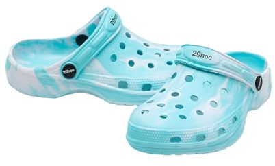 2SHOE Zuecos y Mules Niños Niñas Transpirables - Clogs Chanclas de Playa Antideslizantes, Sandalias de Goma Cómodas y Ligeras para Piscina, Jardín y Verano – Turquesa, Tallas 33/34