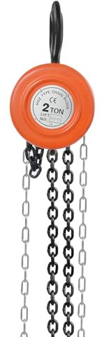 Handkettenzüge, 1/2T Kettenzug Handseilwinde, Manueller Kettenzug, 3m Kette, Flaschenzug Seilzug Handkran für Forst und Werkstatt (Orange, 2T)