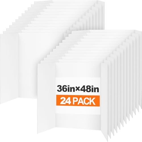TUXITA Trifold Poster Board,24P 36x48 Large White Corrugated Poster Boards