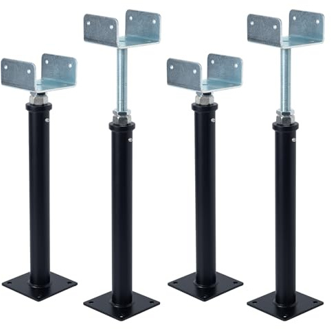 YXGJDP 4 Pack U-Shaped Floor Jack - Adjustable Steel Beam Support for 4x2, 4x4, 4x6 Joists Heavy Duty Screw Jack with U-Head Telepost & House Jack.15-19 Inch Adjustment Range.