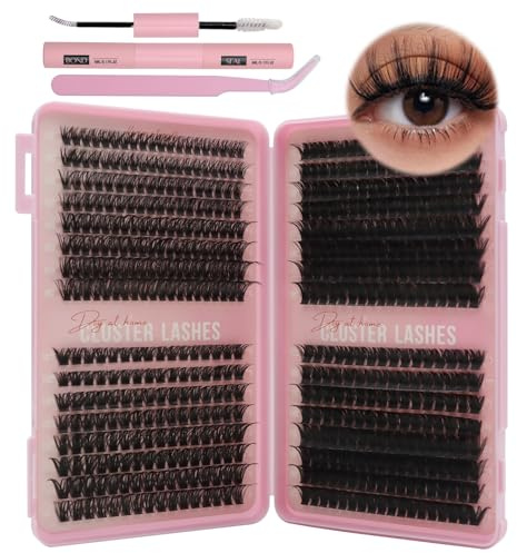 VEGCOO 560 Pièces Faux Cils Individuel, 60-100-120-150D Extensions de Cils Russes Naturelles Courbure, Cils en Touffes pour Filles et Femmes (10-18 mm)