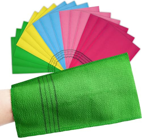 X15 Guanto Esfoliante Corpo Coreano – Set 15 Pezzi Guanti Esfolianti In Viscosa, Guanto Kessa Hammam Per Scrub Corpo E Peli Incarniti, Spugna Esfoliante Da Doccia In 5 Colori