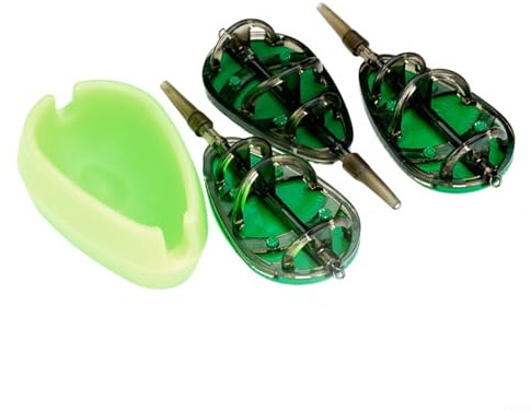 Ensemble de cage à appâts pour la pêche avec plateau de démoulage et trois cages lestées pour leurres 30 g, 40 g, 50 g, conçue pour l'alimentation et la gestion de la ligne de pêche à la carpe