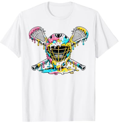 Lacrosse Ice Cream Drip Lax Helmet Sticks Sport Player T-Shirt
