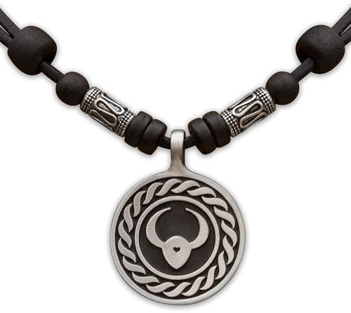 HANA LIMA 1 von 12 Sternzeichen Tierkreiszeichen an verstellbarer Lederkette mit Edelstahlperlen Horoskop Horoscope Halskette Surferkette B - Stier (Taurus) / 21. April - 20. Mai