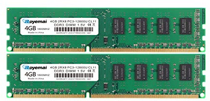 8GB Kit (2x 4GB) DDR3 1600Mhz PC3 12800U RAM 2Rx8 240-pin 1.5V CL11 Desktop Memory Upgrade Chips