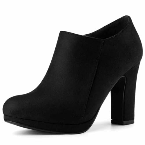 Allegra K Women's Platform Round Toe Chunky Heels Ankle Booties Black 6.5 UK/Label Size 8.5 US