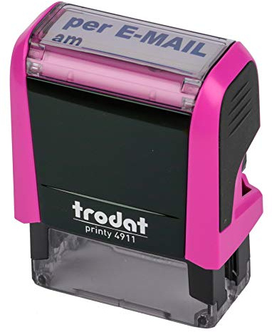 Trodat Printy 4911 fuchsia espresso am blå