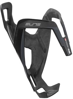 Elite Vico Carbon Portabidón Negro Mate Gráfico Negro – Ultraligero Estable Carbon – para Carretera Triatlón MTB – Premium Portabidon Ciclismo