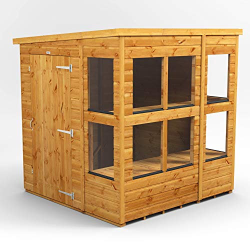 Power Sheds 6x6 Pent Wooden Garden Shed - Brown Potting Shed Greenhouse