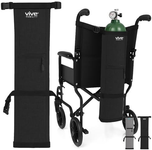Vive Oxygen Tank Holder for Wheelchair - Portable Medical Cylinder Backpack for Travel - Carrier Accessories Bag for Walker, Rollator, Scooter - Case Fits Canister Sizes M2, M4, M6, M9, C, D, E