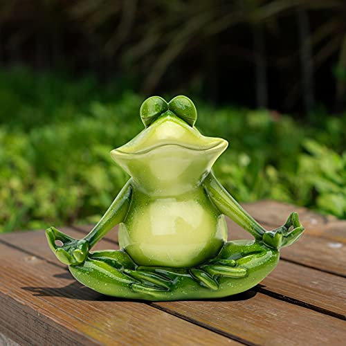 SUYNYBHF Yoga-Frosch-Garten-Statue – Dekoration für den Pool, Zuhause, Küche, Terrasse, Rasen, Hof, Kunst, Einweihung, lustige Kunstharz-Dekoration, 15,2 cm, Geschenk von Hand bemalt