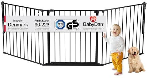 BabyDan Galten L, 90-223 cm, Barrière d'escalier/Séparateur de pièce, Noir, Fabriqué au Danemark - Barrière pour bébé/Parc pour chien