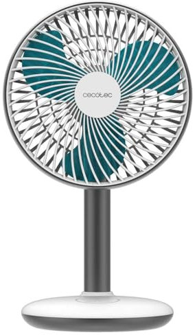 Cecotec - Ventilatore da Tavolo EnergySilence 4000 Portable Desk, 4000mAh Lunga autonomia, 6 pollici, Pannello touch, 4 velocità, Inclinazione regolabile, Bianco