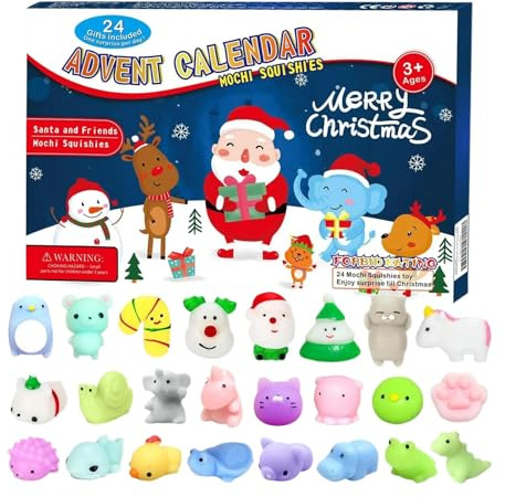 Calendrier De L’Avent Squishy 2024 | Calendrier Du Compte À Rebours De Noël Avec Jouets Anti-stress À Pression Douce | Calendrier De L'Avent De Noël À Presser Avec 24 Jouets D'animaux Mignons