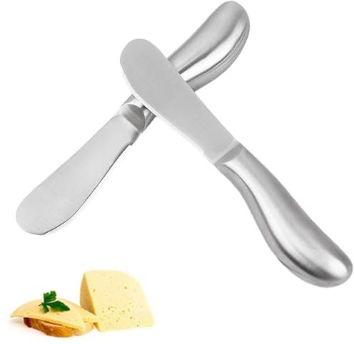 Esparcidor de mantequilla de acero inoxidable fácil de untar con mango ergonómico, 14,5 x 2,5 cm, 2 unidades