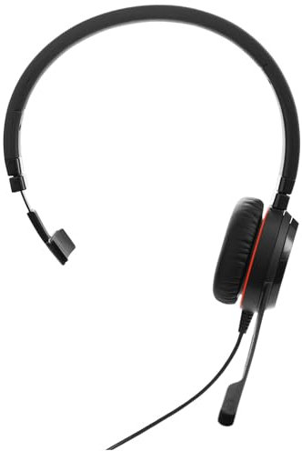 Jabra Evolve 20 SE Mono Headset - Auriculares certificados de comunicación unificada para VoIP Softphone con cancelación pasiva de Ruido - USB-C/A - Negro