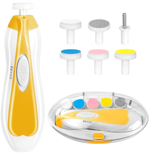 Qunlions life Tagliaunghie elettrico 6 in 1, lima per unghie per bambini, lima per unghie, kit manicure per bambini, neonati o adulti (giallo)