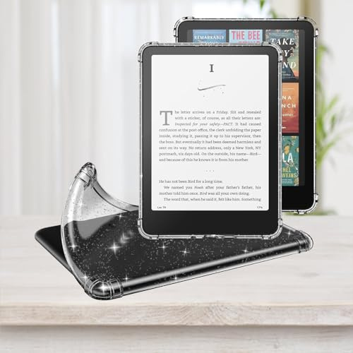 VOVIPO Genomskinligt glitterfodral för 7 tum Kindle Paperwhite/Paperwhite Signature Edition (12:e generationen, 2024), mjukt flexibelt TPU-skal förstärkt bakstycke hörn för Kindle Colorsoft-glitter