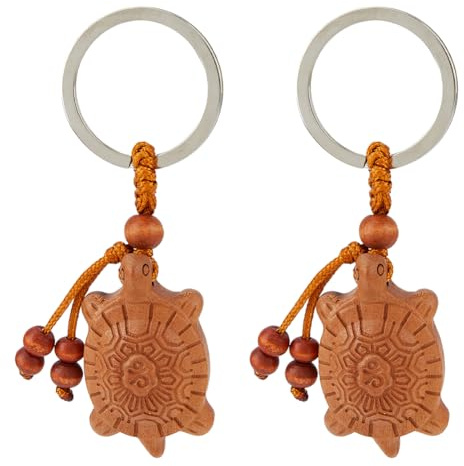 SUPERFINDINGS 2 porte Clés Tortue Feng Shui Porte Clés Porte Bonheur Porte Clés Animauxmignons Pendentifs Décoratifs pour Clés de Voiture Sac àmain 9cm