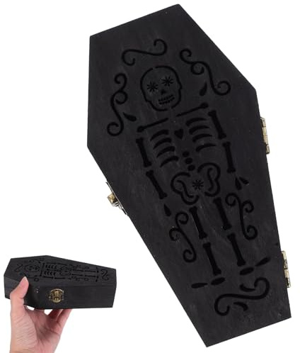 Eabdice Caja de Ataúd de Halloween, Ataúd de Madera Artesanal para Funerales de Mascotas Pequeñas, para Decoraciones de Halloween Almacenamiento para Joyas Monedas y Artículos Pequeños