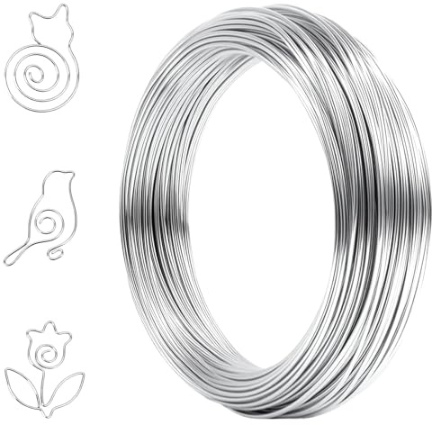 Filo Alluminio,1 mm x 40 m, Filo Metallico in Alluminio, artigianale filo di alluminio per scultura, modellazione, scheletro, creazione di fiori, bambole fai da te, gioielli