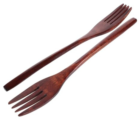 CHILDWEET 2 Piezas Tenedores De Madera Para Ensalada Cocina Servir Ensaladas Mango Utensilios De Cocina De Madera Tenedores Pequeños Para Aperitivos Para