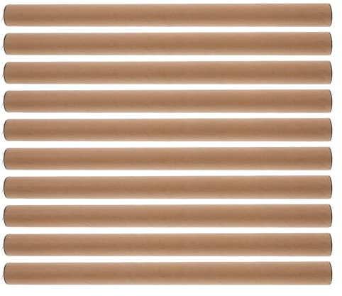 SUPVOX 10 Tubos de Cartón Marrón para Embalaje y Envío 25 CM Diámetro Interior X 40 CM Largo Tubo Reutilizable para Pósteres Dibujos Técnicos y Almacenamiento de Obras de Arte