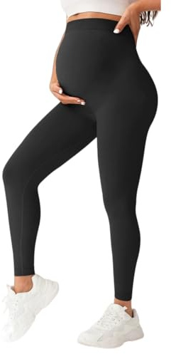 Leggins Solvea Gravidanza,Leggings Premaman Donna,Vita Alta con Supporto,Tessuto Opaco Morbido Elasticizzato,Traspirante,Ideali per Gravidanza,Casa e Yoga