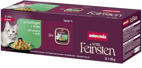 animonda vom Feinsten Nourriture Humide pour Chat Senior de qualité supérieure - Volaille + Canard en Sauce (12 x 85 g) - Nourriture Humide pour Chat de qualité supérieure sans Sucre