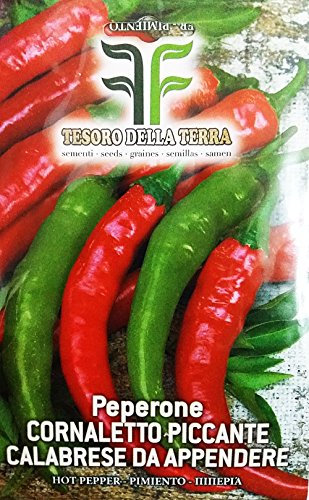 450 C.ca Semi Peperone Cornaletto Piccante Calabrese Da Appendere - Capsicum annuum In Confezione Originale Prodotto in Italia - Peperoni piccanti