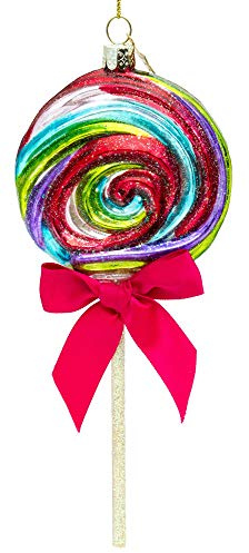 SIKORA Bunter Riesen Lolli mit Schleife besondere Weihnachtskugel Glas Christbaumschmuck Deko Figur Weihnachten Anhänger Ornament - Trend Line - BS498