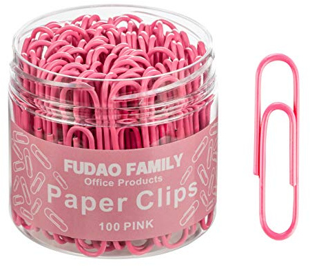 Jumbo Paper Clips, 2 Inch Large Paper Clip, 100 pcs Paperclips (Jumbo, Pink)