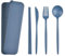 Jiayaus 5PCS Travel Cutlery Set with Case, Reusable Cutlery Set Portable Cutlery Include Spoon Plastic Knife and Fork Set for Travel Picnic Camping Or Daily Use (Blue)