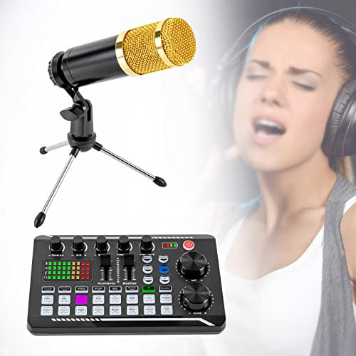 FUROMG Streaming-Mikrofon, Podcast-Mikrofon-Set, USB-Nieren-Kondensator-Mikrofon, Audio-Mixer-Set mit Soundkarte für Streaming/Podcasting/Aufnahme