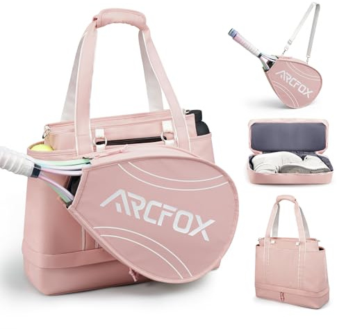 ARCFOX Tennisracketväska 2-i-1 stor kapacitet tennisracket ryggsäck för kvinnor och män, vattentålig lätt tennis crossbody väska för pickleball-paddlar, badminton squashracket