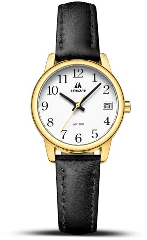 LN LENQIN Uhr Damen Armbanduhr Damen Uhr mit Großen Ziffern Analog Quarzuhr für Frauen mit Lederband