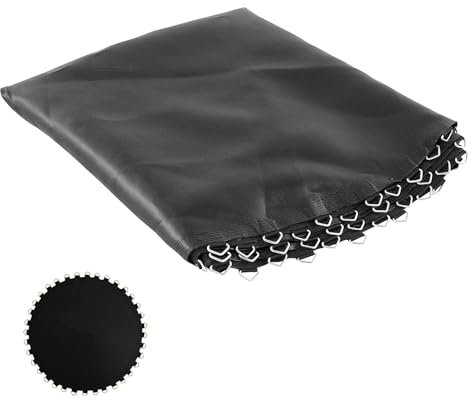 Tappeto Elastico Telo Ricambio Trampolino, Tappetino da salto di sicurezza a molla resistente all'acqua e ai raggi UV da 13 piedi con anelli a V, Accessori per trampolino tondo,13FT(80 buckle),Black