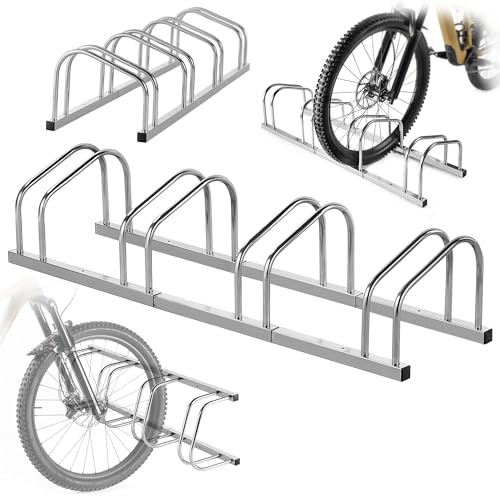 KADAX Support de vélo pour 4 vélos au sol ou au mur, en acier galvanisé pour pneus de jusqu'à 65 mm de largeur, support de vélo