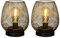 pearlstar 2 Pack Metal Battery Operated Table Lamp Metal Cage Shape Cordless Lanterns with LED Edsion Bulb for Patio Garden Wedding Parties Indoor Outdoor Living Room (Black)