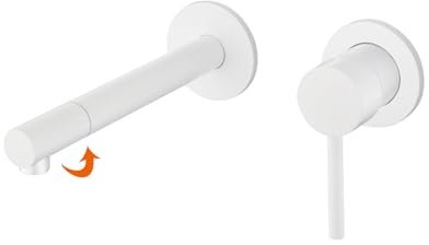 Concealed Basin Mixer Tap, 360° Rotating Spout, RF0273 Wall Mounted Sink Tap, Modern Bathroom Sink Faucet, Vanity Faucet, 59A Copper, Single Handle with Embedded Box